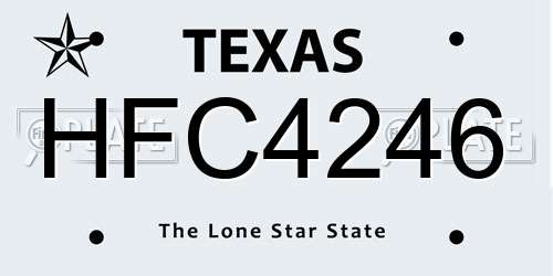 HFC4246 Texas License Plate
