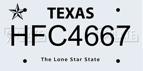 HFC4667 Texas License Plate