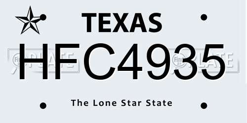HFC4935 Texas License Plate
