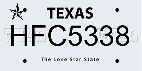 HFC5338 Texas License Plate