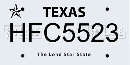HFC5523 Texas License Plate