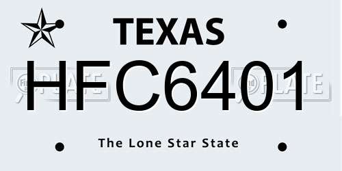 HFC6401 Texas License Plate