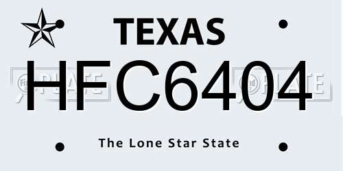 HFC6404 Texas License Plate
