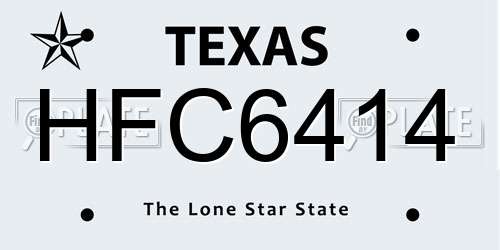 HFC6414 Texas License Plate