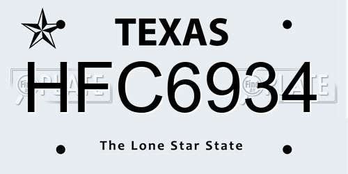 HFC6934 Texas License Plate