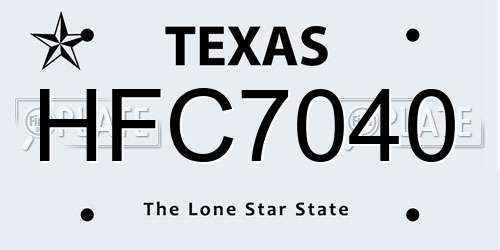 HFC7040 Texas License Plate