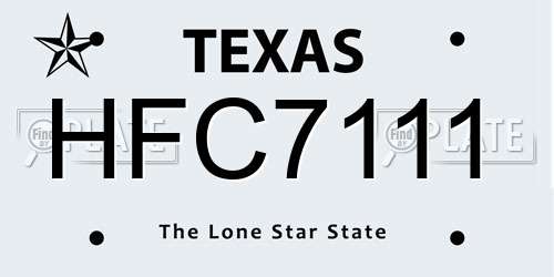 HFC7111 Texas License Plate