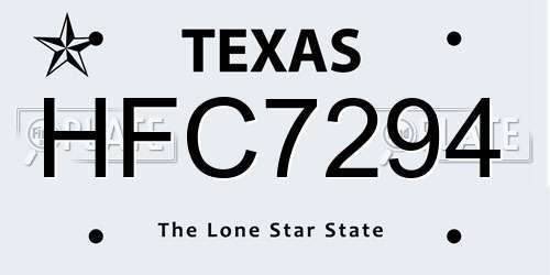 HFC7294 Texas License Plate