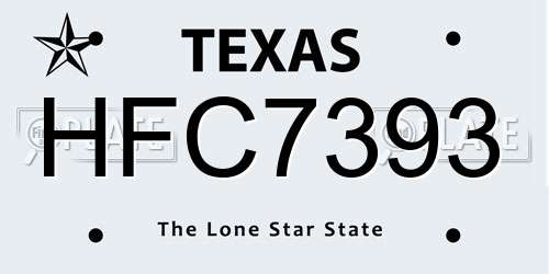 HFC7393 Texas License Plate