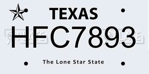 HFC7893 Texas License Plate