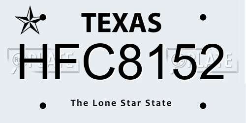 HFC8152 Texas License Plate