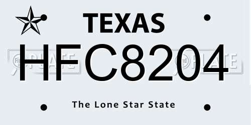 HFC8204 Texas License Plate
