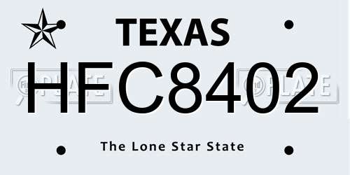 HFC8402 Texas License Plate