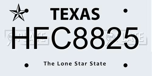 HFC8825 Texas License Plate