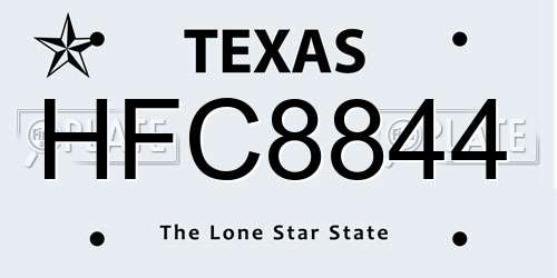 HFC8844 Texas License Plate