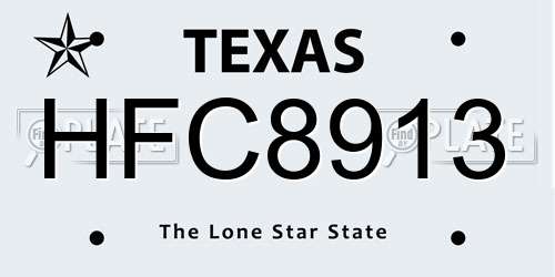 HFC8913 Texas License Plate