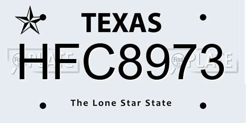 HFC8973 Texas License Plate