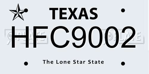 HFC9002 Texas License Plate
