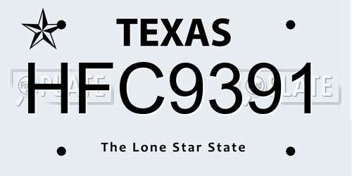 HFC9391 Texas License Plate