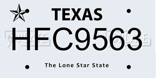 HFC9563 Texas License Plate