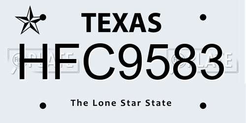 HFC9583 Texas License Plate