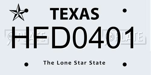 HFD0401 Texas License Plate