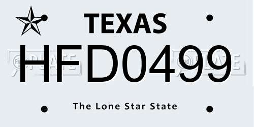 HFD0499 Texas License Plate