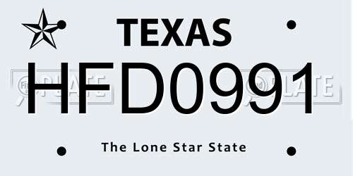HFD0991 Texas License Plate