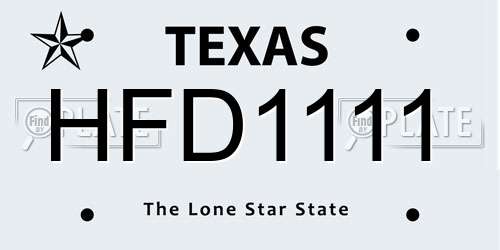 HFD1111 Texas License Plate