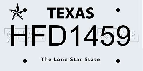 HFD1459 Texas License Plate