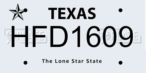 HFD1609 Texas License Plate