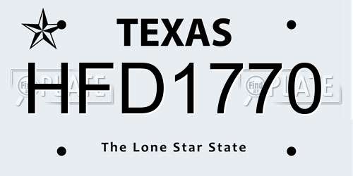 HFD1770 Texas License Plate