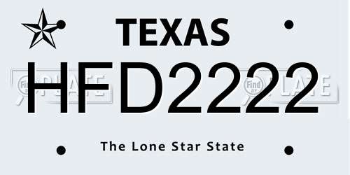 HFD2222 Texas License Plate