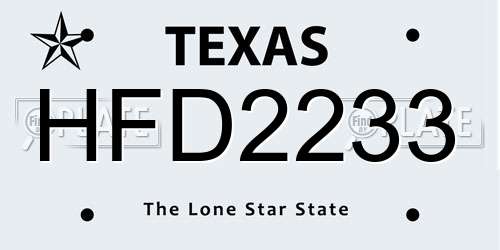 HFD2233 Texas License Plate