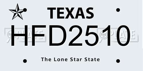 HFD2510 Texas License Plate