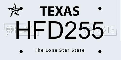 HFD255 Texas License Plate