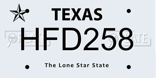 HFD258 Texas License Plate
