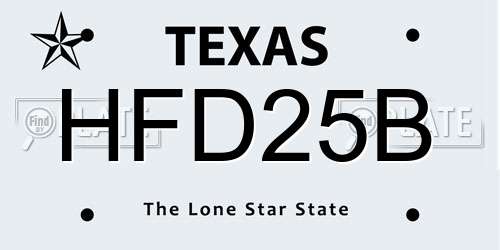 HFD25B Texas License Plate