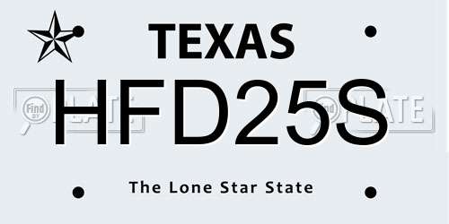 HFD25S Texas License Plate