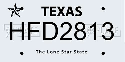 HFD2813 Texas License Plate