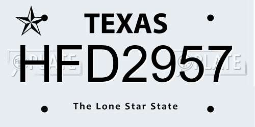 HFD2957 Texas License Plate