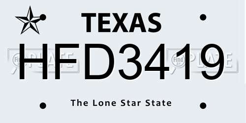 HFD3419 Texas License Plate