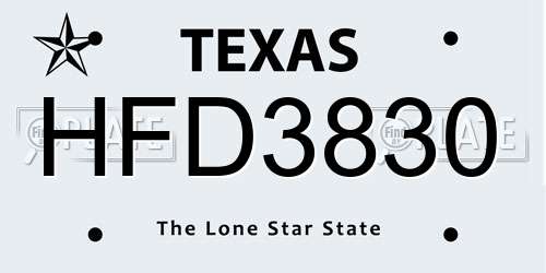 HFD3830 Texas License Plate
