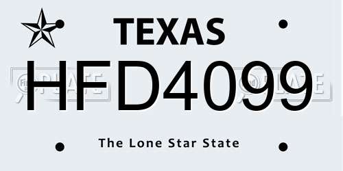 HFD4099 Texas License Plate