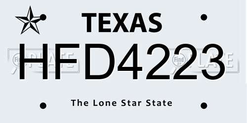 HFD4223 Texas License Plate