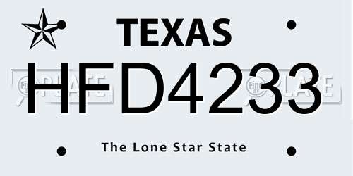 HFD4233 Texas License Plate