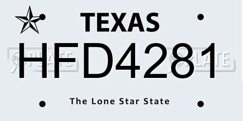 HFD4281 Texas License Plate