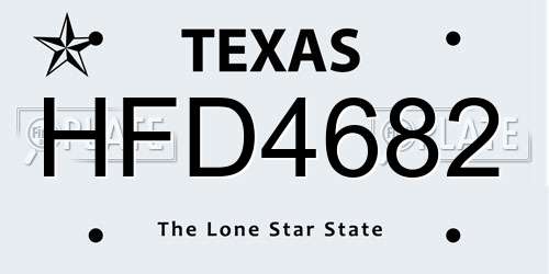 HFD4682 Texas License Plate