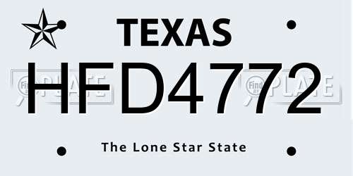 HFD4772 Texas License Plate