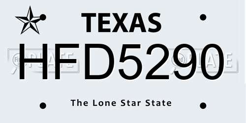 HFD5290 Texas License Plate
